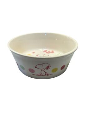 Peanuts Snoopy Woodstock Floral Stoneware Pet Bowl 5” New